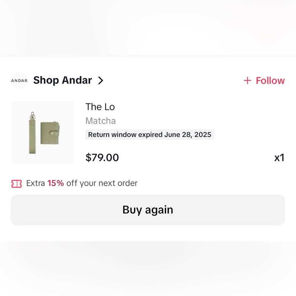 Andar the Lo Olive Green Wallet with Strap - Picture 5 of 5